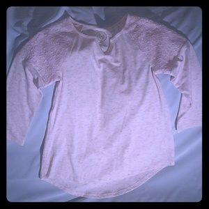 Girl's Light Pink Top with Flowered Shoulders.